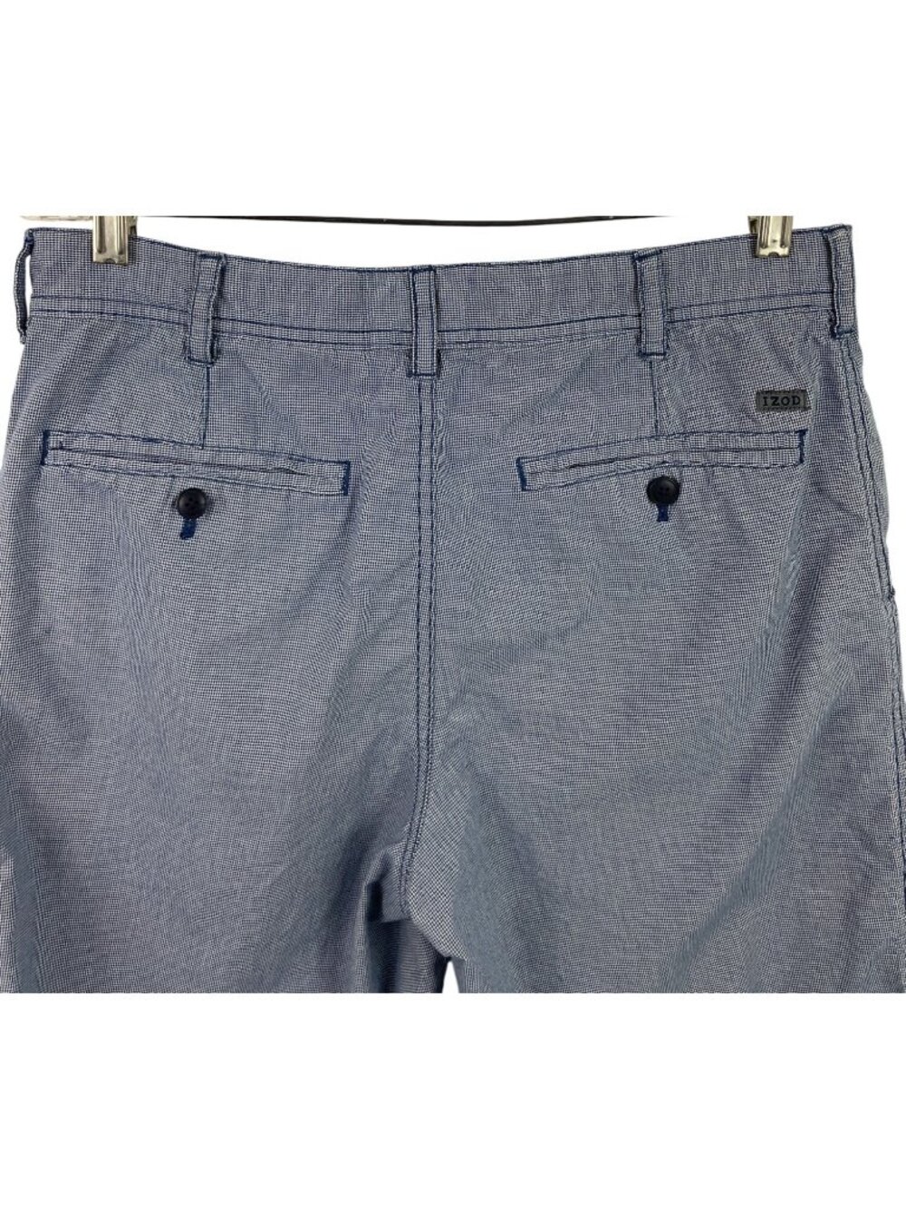 IZOD Blue/White Houndstooth Print Chino Shorts Mens Size 33 - Picture 6 of 8